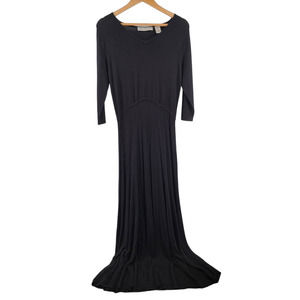 Norm Thompson V-Neck Long Sleeve Maxi Sweater Dress Black Small‎